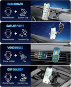 3-in-1 Wireless Car Charger Mount, 15W Fast Charging Auto-Clamping Phone Holder for iPhone 17 16 15 14, Samsung Galaxy S24 S23, Dashboard, Vent & Windshield Car Mount(Amber Yellow)