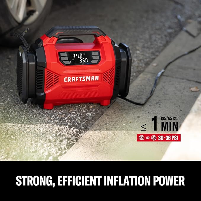 Dual Power Tire Inflator with Digital Gauge & Auto Shut-Off | 12V DC Car Plug and 120V AC Home Use with Up to 150 PSI, LED Light, Portable Air Pump for Car Tires, Bikes and Inflatables