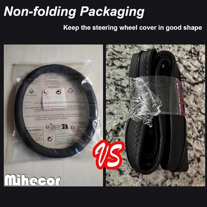 Steering Wheel Cover Small Size 14-14.25 inch, Non-Slip Car Wheel Protector for Prius Civic Model 3 Model Y Camaro, Non-Folding Packaging, Microfiber Leather, Black