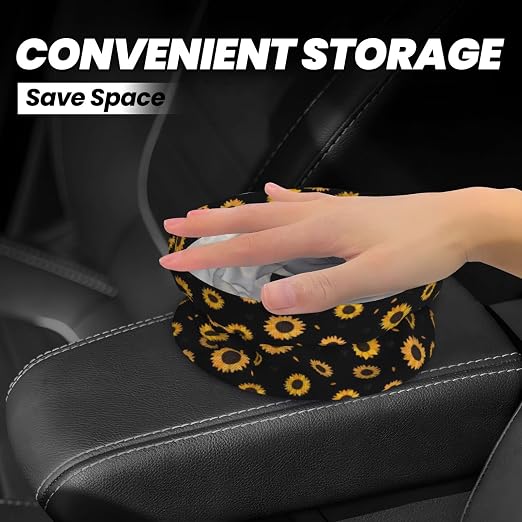 Car Trash Bag Cute Floral Hanging Back of Seat Car Portable Trash Bag Cute Floral Waterproof One-Handed Portable Strap Drawstring Garbage Bags 2 Pieces Car Coasters