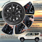 Hubcap Wheel Cover Replacement R16 Hub Caps Universal-Fit Steel Wheel Rim Cover ABS Material Exterior Accessories for Car Truck SUV -Set of 4（16-inch，Black）
