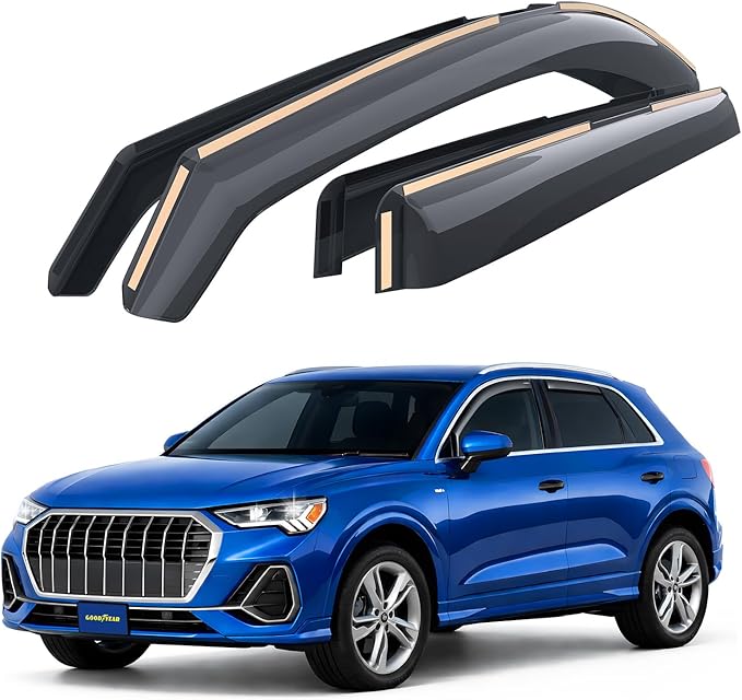 Goodyear Shatterproof in-Channel Window Deflectors for Audi Q3 2019-2026, Rain Guards, Window Visors for Cars, Vent Deflector, Car Accessories, 4 pcs - GY008158