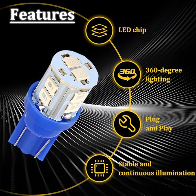 24PCS LED Interior Car Lights, T10 31mm 41mm Dome Bulb Kit, Blue | 194 168 2825 DE3175 578 sockets, alloy PCB, output for map trunk license tag, plug in, automotive accessories