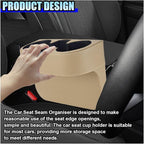 ZIMISI Car Cup Holder, Leather Front Console Gap Filler Organizer (Beige) | Car Seat Gap Filler Storage Box, Multifunctional Car Cup Drink Holder, Coin Bucket, Cell Mobile Phone Holder