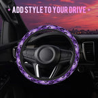 Gothic Purple Black Bats Steering Wheel Cover for Women Men Neoprene Breathable Wheel Cover Protector Anti-Slip Car Accessories Universal 15 Inch Fit for Cars Trucks Vehicles