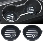 Car Cup Coaster Universal Non-Slip Silicone Cup Holder Insert Car Interior Accessories for Drink American Flag US Flag 2 Pack Black