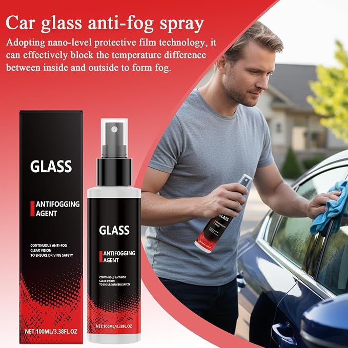 Anti Fog Spray For Car Windshield – 100ml Vehicle Glass Defogger, Clear Window Polishing Solution, Anti Haze Coating, Smudge Removal, Water Formula | Goggles Mirror Automotive Shower Motorcy