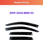 KPY Rain Guards Fit for 2019–2026 BMW X5, Out-Channel Window Visors Vent Wind Deflectors 4PC, Car Accessories for 19–26 BMW X5