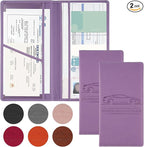 2Pack Car Registration and Insurance Holder,Car Document Holder for Cards License with Magnetic Shut,Vehicle Glove Box Car Organizer for Documents, Cards, License(Purple)