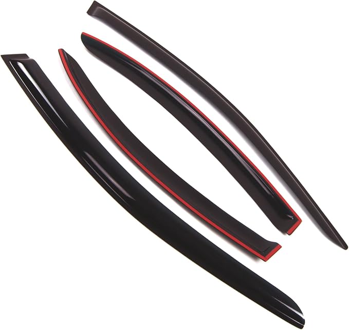 WD2-097 Dark Smoke 4 Pcs Set Window Visor (Outside Mount) Deflector Rain Guard Compatible with 2001-2006 Dodge Stratus