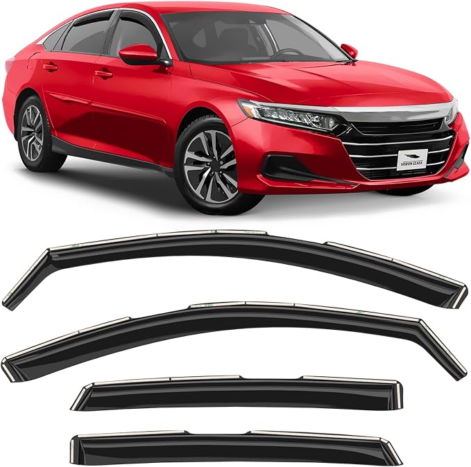 Voron Glass in-Channel Extra Durable Rain Guards for Honda Accord 2018-2022, Window Deflectors, Vent Window Visors, 4 Pieces - 200920