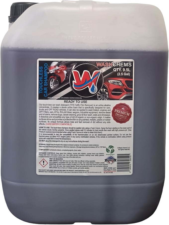 Foam Cannon Ready to Use - Touchless Car Wash Shampoo (2.5 Gallon, 320 oz) – No Mixing Ratio Required - Commercial Grade Auto Cleaner – Great for Cars, Trucks, Motorcycles, Mopeds