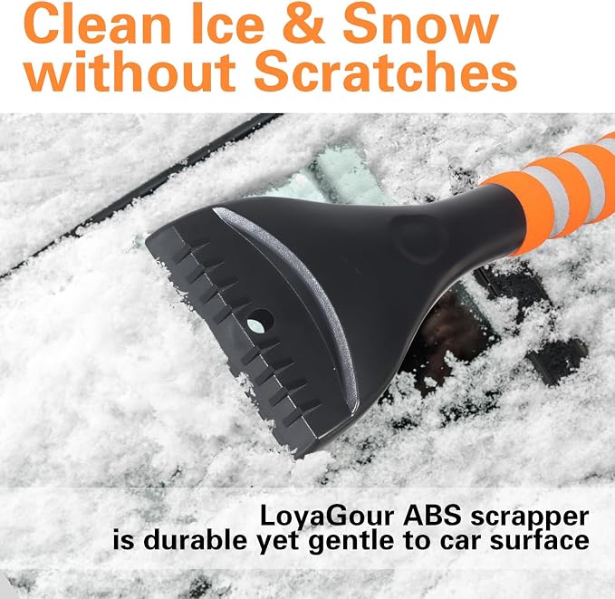 Snow Brush and Ice Scraper for Car Windshield,26.4" Window Scraper Deicer for Car SUV and Truck,Ice Scrapers and Brushes 2 in 1,Winter Car Automotive Exterior Accessories(2Pack Orange)