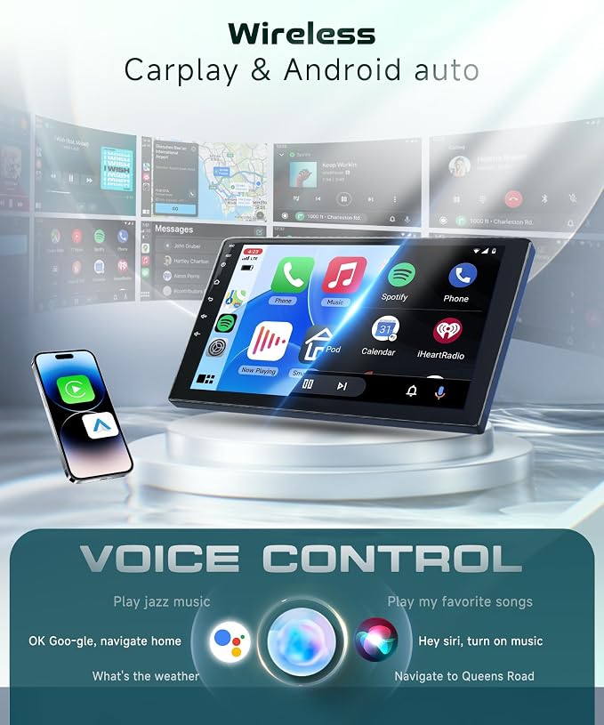 4G+64G Car Radio Stereo for Honda Pilot 2006 2007 2008 with Wireless CarPlay Android Auto, 9 Inch 1280 * 720P IPS Touch Screen Android 13 GPS WiFi Bluetooth 32-Band DSP SWC HD Camera