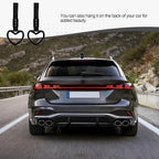 2PCS Heart Shaped Car Handle Straps, Rear Bumper Warning Keychain Ring for Car Exterior Accessories (Black-Silver)