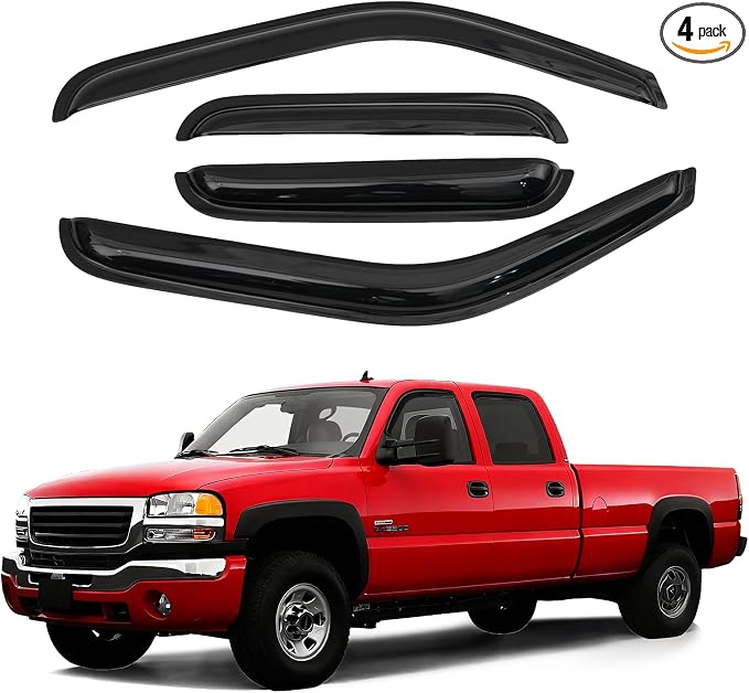 Silverado Rain Guards - Window Visors for Chevrolet/Chevy Silverado/GMC Sierra 1500 2500 3500 Classic Body 2001-2007, Outside-Mount Window Wind Deflectors for Sierra Accessories, Vent Visors