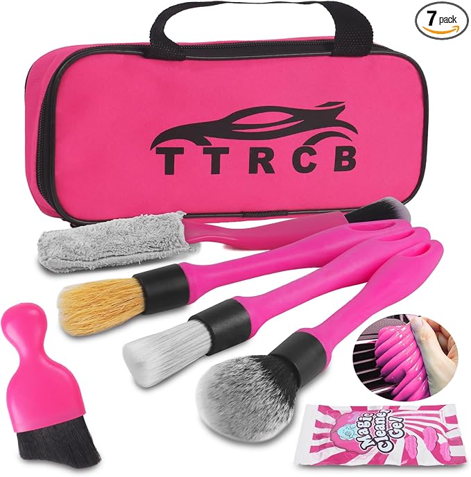Car Detailing Cleaning Kit Interior Cleaner, Car Detailing Brush Set, Pink Car Accessories Essentials for Women, Car Cleaning Gel, Car Cleaning Supplies Tools Stuff for RV, SUV, Interior