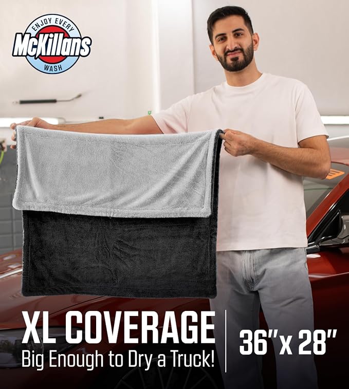 Extra Large Dual-Color Car Drying Towel XL - Edgeless & Ultra Soft & Absorbent - 36" x 28" - 1200 GSM Twisted Loop Microfiber Towel for Cars - Drying Towel Car Detailing - Car Wash Towels