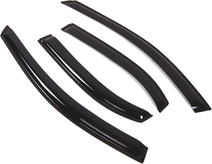 WD2-061 Dark Smoke 4 Pcs Set Window Visor (Outside Mount) Deflector Rain Guard Compatible with 1995-2005 Chevrolet Cavalier Sedan