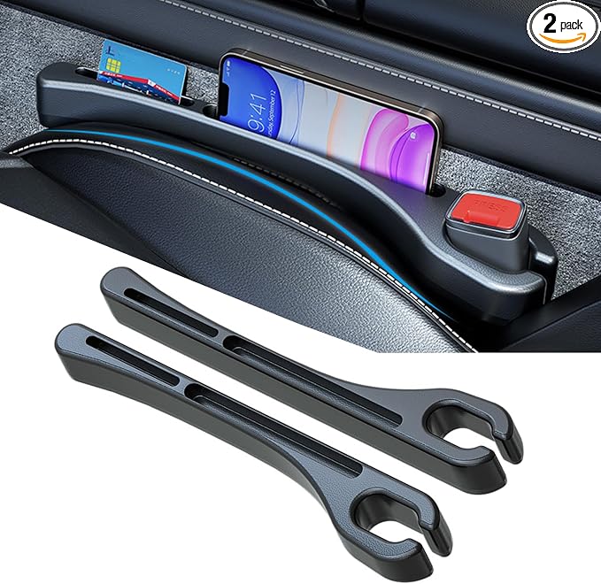 2 Pcs Car Seat Gap Filler，PU Leather Fill The Gap Between Seat and Center Console，Universal Fit Organizer for Car SUV Truck