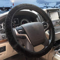 Steering Wheel Cover Universal 15 Inch Elastic Plush Soft Steering Wheel Cover for Women Men, Winter Warm, Anti-Slip, Odorless, Black