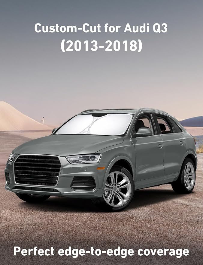 Windshield Sunshade Compatible for Audi Q3 2013-2016 2017 2018, Sun Visor for Front Windshield & Window Sun Shade Cover, UV Heat Blocker & Protector, Car Accessories