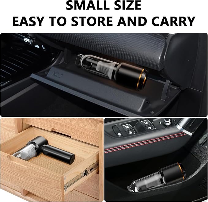 CNMSGM Portable Cordless Handheld Car Vacuum Cleaner, 20000Pa Strong Suction Rechargeable Car Vacuum, 4-in-1 Mini Vacuum for Car Interior, Home, Couch, Pet Hair, and Tight Spaces (Black)