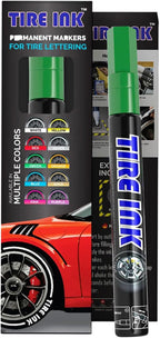 Green Color Tire Paint Pen - Waterproof Permanent Paint Pens for Car Wheels Lettering | Car Wash Safe and Durable | Made in Japan