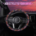 Colorful Pop Art Smiling Flower Steering Wheel Cover for Women Men Neoprene Breathable Wheel Cover Protector Anti-Slip Car Accessories Universal 15 Inch Fit for Cars Trucks Vehicles
