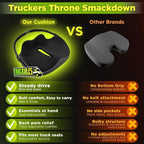 Large Truck Seat Cushion for Truck Driver Seat Cushion - Upgraded Back Support, CertiPUR-US® Certified - Thick Memory Foam, Pain Relief for Hours of Driving, Trucker Approved Big Rig - Black