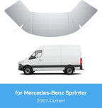 Windshield Cover for Mercedes Sprinter 2007-current, Thick Oxford Front Window Sunshade, Exterior Windshield Cover for Ice & Snow, Gray with Mirror Cutouts