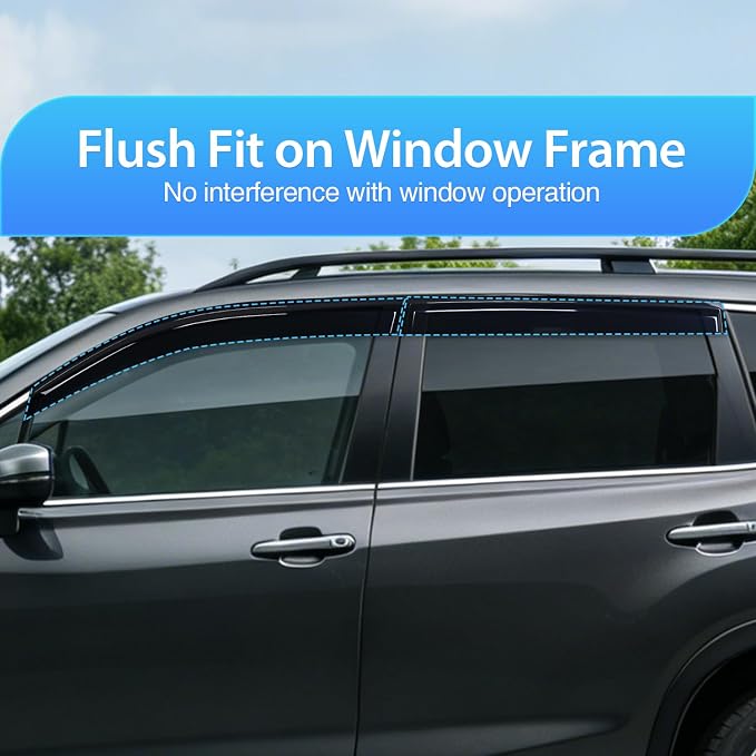 Window Visors for Subaru Forester 2019 2020 2021 2022 2023 2024, Tape-On Rain Guards Outside Mount Vent Visors Window Deflectors Smoke Tint, 4PCS