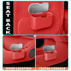 Car Trash Can, Waterproof Multi‑Functional Auto Trash Bin for Door/Console/Seat Back, Universal Vehicle Garbage Can for Car/Truck/SUV Drivers (Red)
