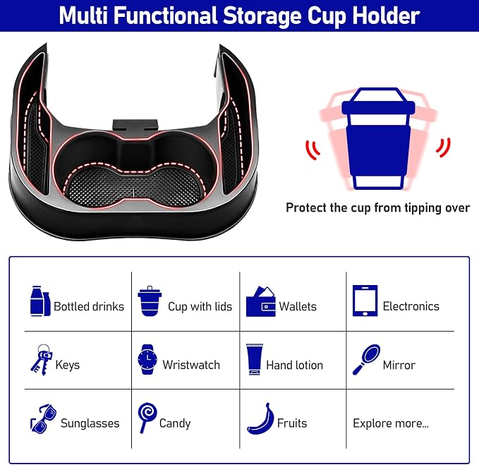 Rear Cup Holder for Ford Maverick 2025 2024 2023 2022,Upgraded Rear Dual Drink Holder Storage Organizer for Maverick Interior Accessories,Removable Back Seat Insert Expander Water Bottle Holder