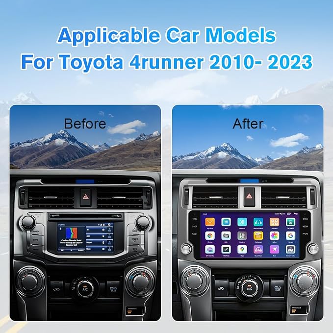 Car Radio Stereo Upgrade Android 13 for Toyota 4Runner 2010-2023 Head Unit with Wireless CarPlay Android Auto