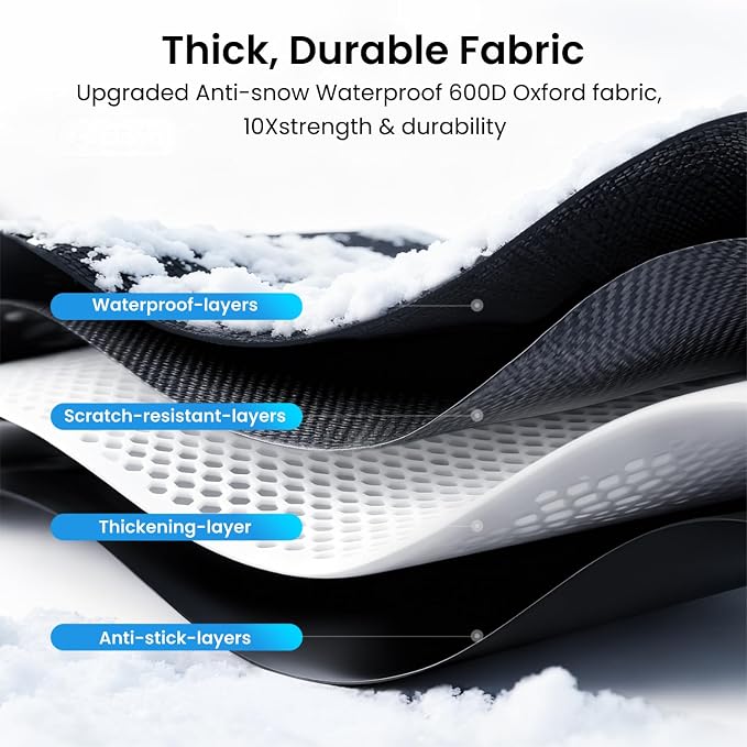 Upgraded Car Windshield Cover for Ice & Snow [All-Weather Protection] Magnetic Fit Weatherproof Frost Cover, Winter Accessories, Fit for MPV, Van, Full-Size Trucks