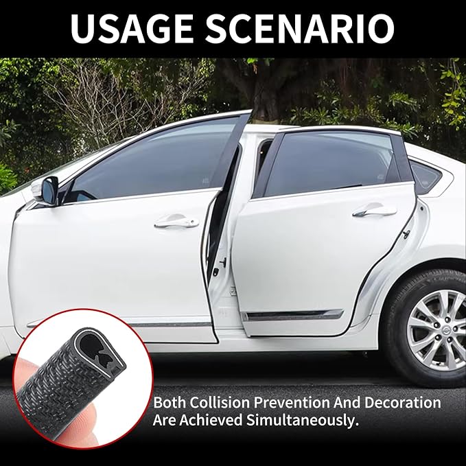 Car Door Edge Guards, 16Ft Rubber Seal Car Door Edge Trim, U Shape Door Edge Protector Guard, Aluminum Weather Proofing Automotive Door Edge Molding Protection for Most Car (Black, 16Ft)