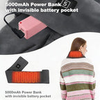 2PC Women Men Heated Scarf,Portable Heating Pad with 5000mAh Power Bank,Rechargeable Fast Heated Neck Wrap with 3 Temperature Settings,Electric Neck Heating Scarves for Office Outdoor Winter Warm Gift