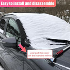 Car Front Windshield Snow Ice Cover, Oxford Waterproof Auto Sun Shade, 74'' × 66'' Vehicle Windproof Protect Cover, Winter Frost Automotive Exterior Accessories for SUV, Sedan, Truck (Front)