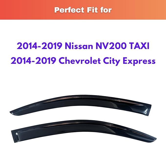 KPY Rain Guards Fit for 2014-2019 Nissan NV200 Taxi, Out-Channel Window Visors Vent Wind Deflectors 2PC, Truck Accessories for 2014-2019 Chevrolet/Chevy City Express