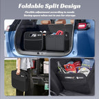 Trunk Organizer for Car - Collapsible Split Trunk Storage with Reinforced Handles, SUV Trunk Organizers for Grocery Cargo(Black, 2Pack)