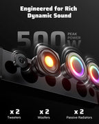 26 Inch UTV Sound Bar, IP66 Waterproof Bluetooth Golf Cart Sound Bar, ATV SoundBar with RGB Lighting, Amplified Powersports SXS SoundBar, UTV Speakers Compatible with Polaris RZR Can-Am
