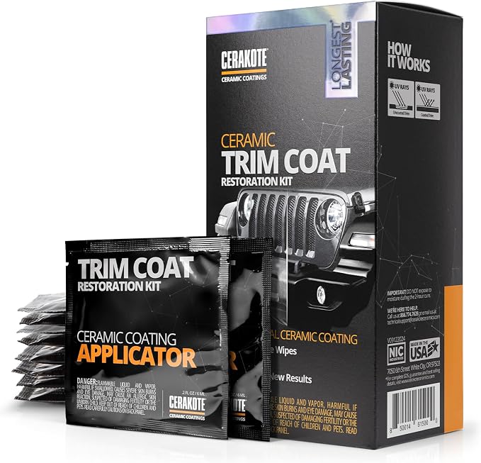Ceramic Trim Coat Kit - Quick Plastic Trim Restorer - Ceramic Coating Guaranteed Restoration to Last Over 200 Washes – A Ceramic Coating, Not a Dressing | Quick Plastic Trim Restorer, Guaranteed Restoration Over 200 Washes, Ceramic Coating No...