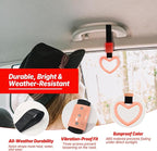 2 Pcs Heart Shaped Car Handle Strap – Drift Charm Rear Bumper Warning Ring Decor for Car Interior Exterior, Subway Bus Handle Accessory, Cute Heart Car Decor Gift for Women & Men (Luminous Red)