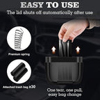 Car Trash Can with Lid，Built-in Storage Garbage Bag，Leakproof Vehicle Trash，Car Accessories for Interior,Mini Garbage Bin for Automotive, Home, Office, Kitchen, Bedroom，with 30pcs Trash Bags
