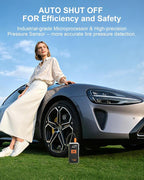 160PSI Tire Inflator Portable Air Compressor for Car/Moto/Bike/Ball | 160 PSI Rapid Inflation, 10000mAh Larger Capacity, 4+N Smart Modes, LED Light, Auto-stop, Exquisite Handbag