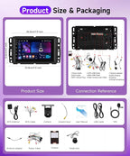 4G+64G Android 15 Car Radio for Chevrolet Chevy Silverado GMC Sierra Yukon 2007-2013, Car Stereo Wireless CarPlay Android Auto, GPS 5G-WiFi, Bluetooth 5.0, EQ, Backup Camera