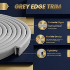 Rubber Edge Trim 1/8" U Channel Sheet Metal Edge Protector Door Seal Strip Guard Weather Resistance Fits for Car Doors Steel Plates Glass Hatches Table Corners (10 Feet Long, Grey)
