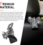 2PCS Bling Bow Car Seat Headrest Hooks, S Type Cute Bow Car Seat Back Hanger Storage for Purses Bags Grocery, Crystal Rhinestone Vehicle Rear Seats Organizer, Universal for Most Cars (Black)