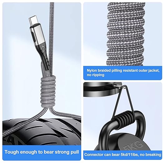 USB C Charger Cable, 2Pack 6ft Fast Charging 6Ft USB Type C Cord Cable, 6 Foot Type C Charger Premium Nylon Braided USB Cable Compatible with iPhone 15 Pro/Plust/Max-Silver